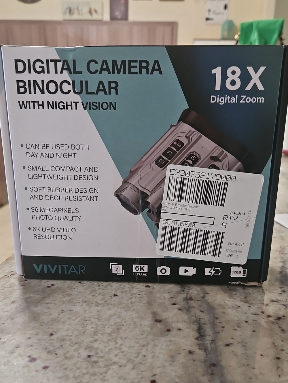 Vivitar 18X Digital Camera Binoculars with Night Vision - Gray